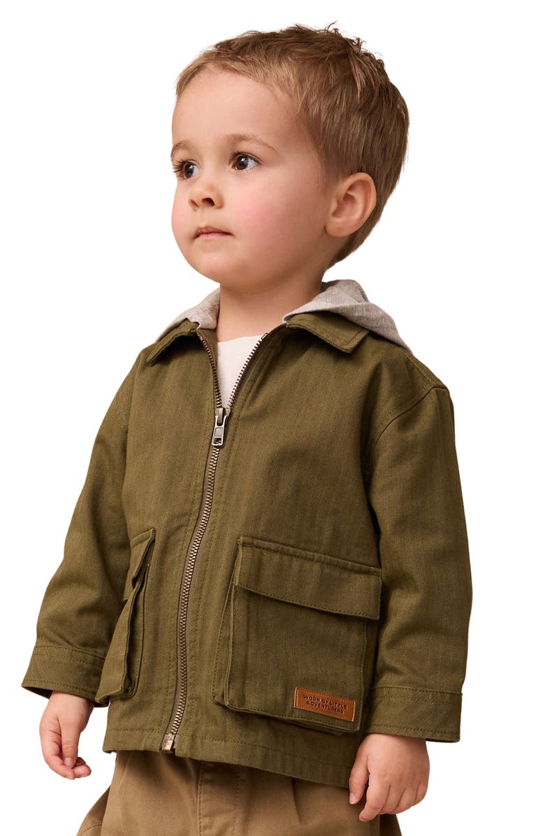 NEXT Kids' Graphic T-Shirt & Hooded Jacket Set, Alternate, color, Green