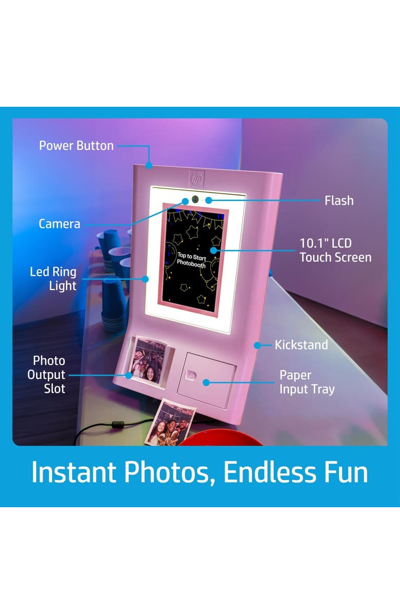 HP Sprocket Photobooth 3x4" Photo Printer Bundle, Alternate, color, Pink