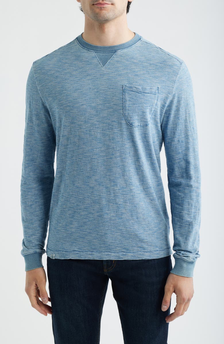 johnnie-O Spurlin Feeder Stripe Long Sleeve Pocket T-Shirt, Main, color, Indigo