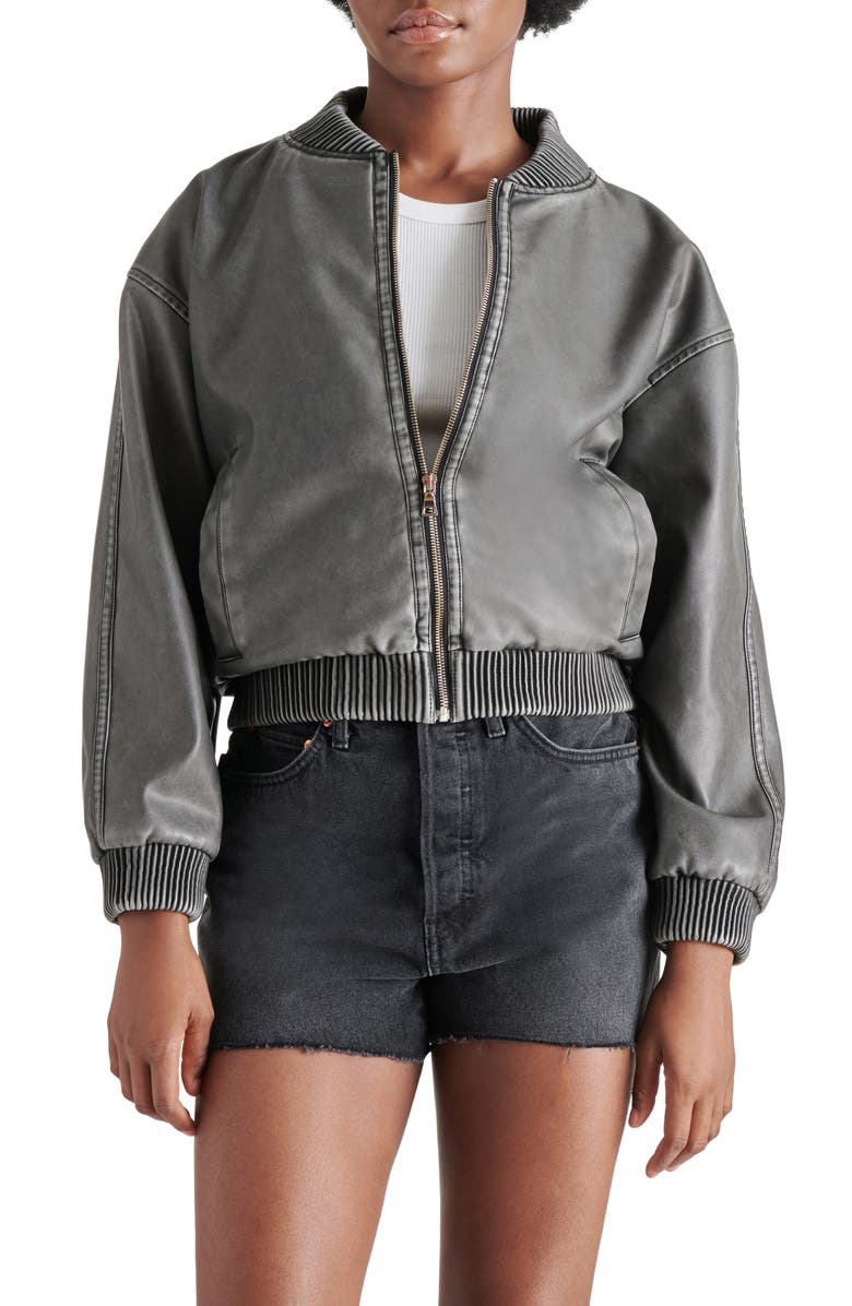 Steve Madden Fyra Faux Leather Bomber Jacket, Main, color, 