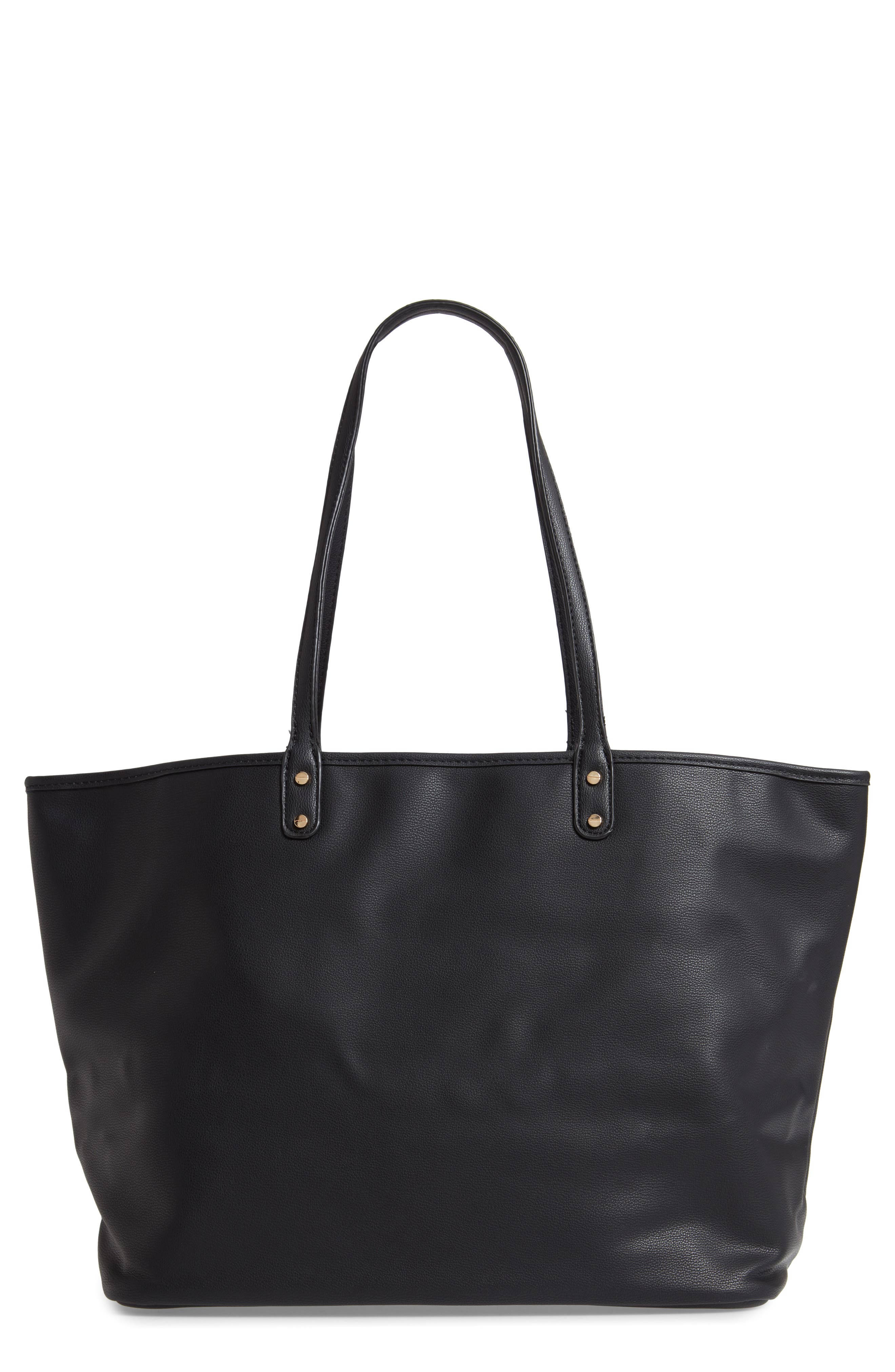 Mali + Lili Reversible Vegan Leather Tote, Main, color, 