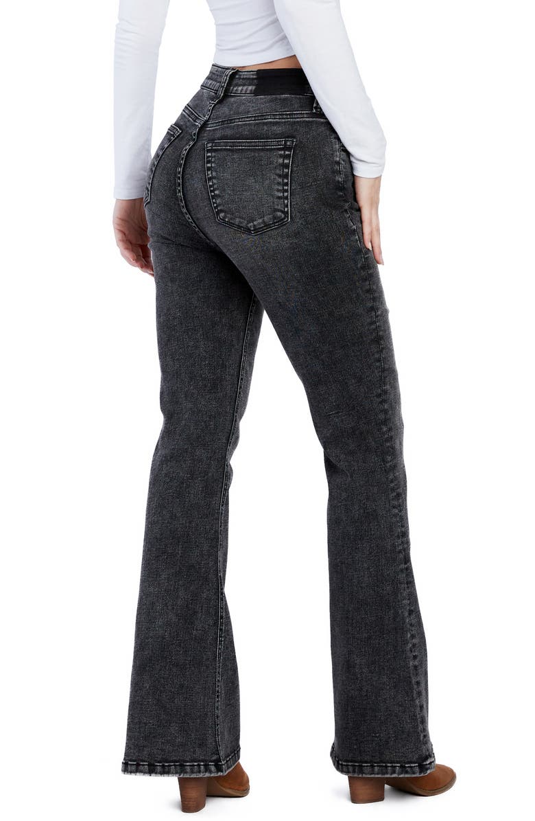 HINT OF BLU Happy High Waist Flare Jeans, Alternate, color, Faded Black