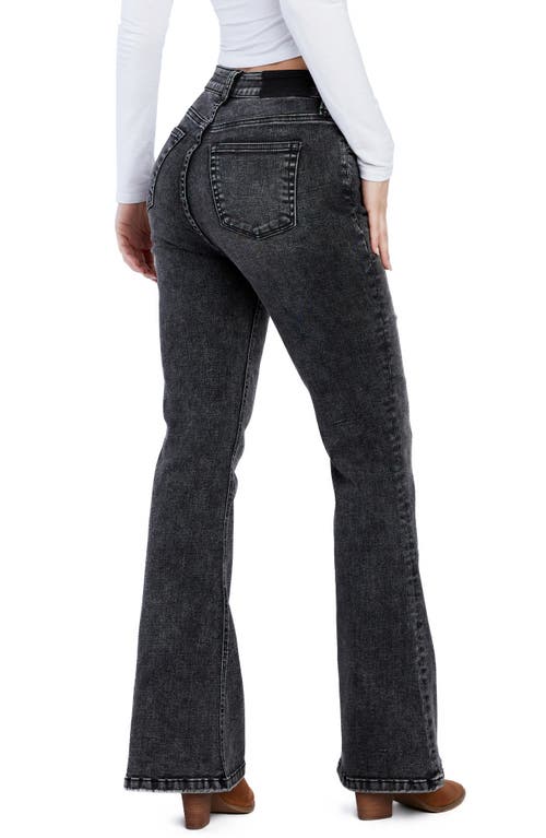 Hint Of Blu Happy High Waist Flare Jeans In Faded Black