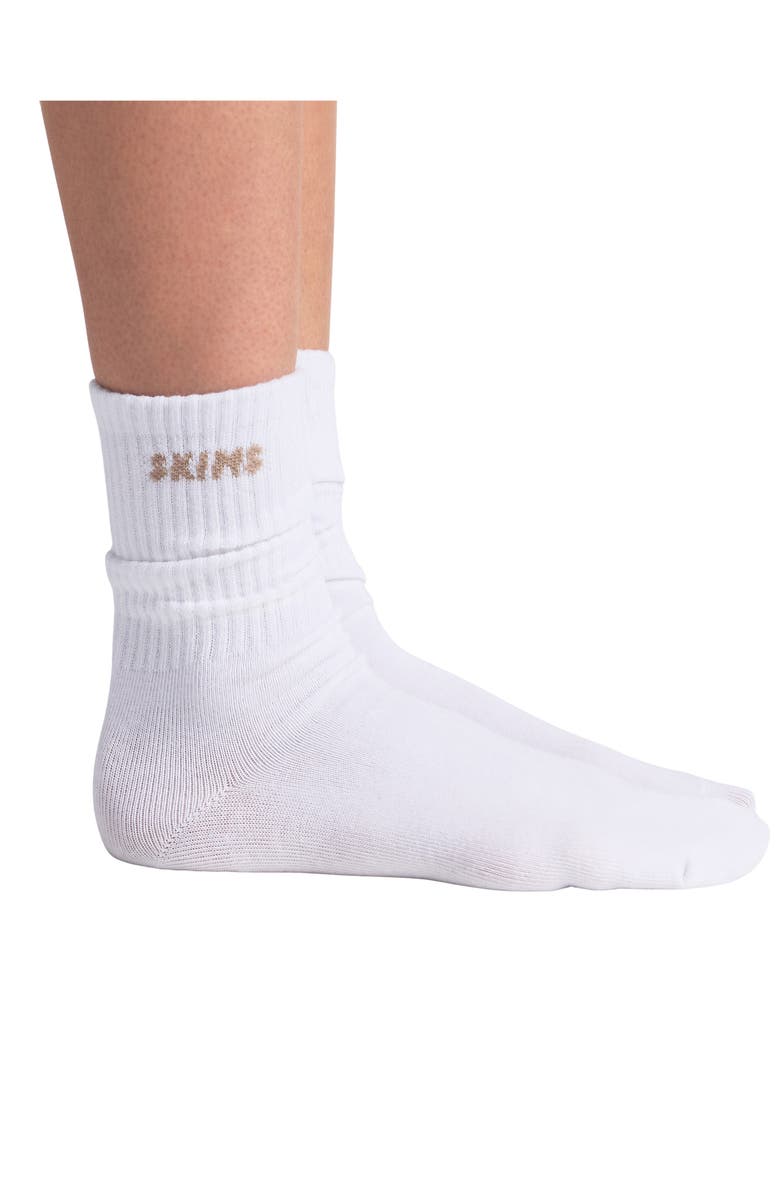 SKIMS 3-Pack Logo Rib Crew Socks, Main, color, Snow