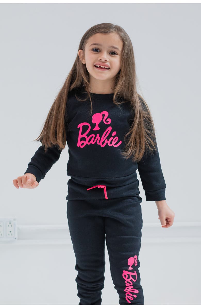 Barbie French Terry Sweatshirt & Pants Set, Alternate, color, Black