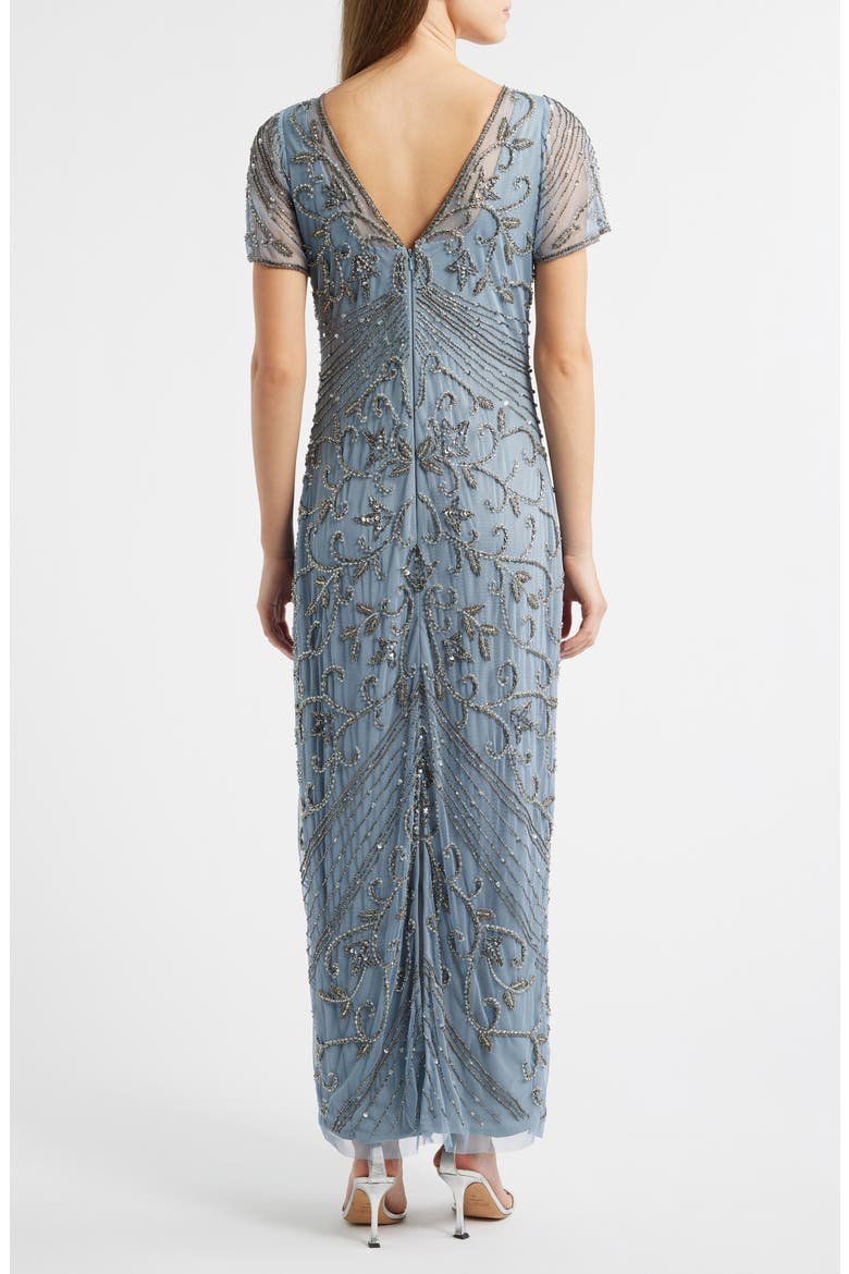 Beaded Mesh Column Gown, Alternate, color, SOFT BLUE 401