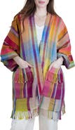 SAACHI Rainbow Plaid Wool & Cotton Cardigan