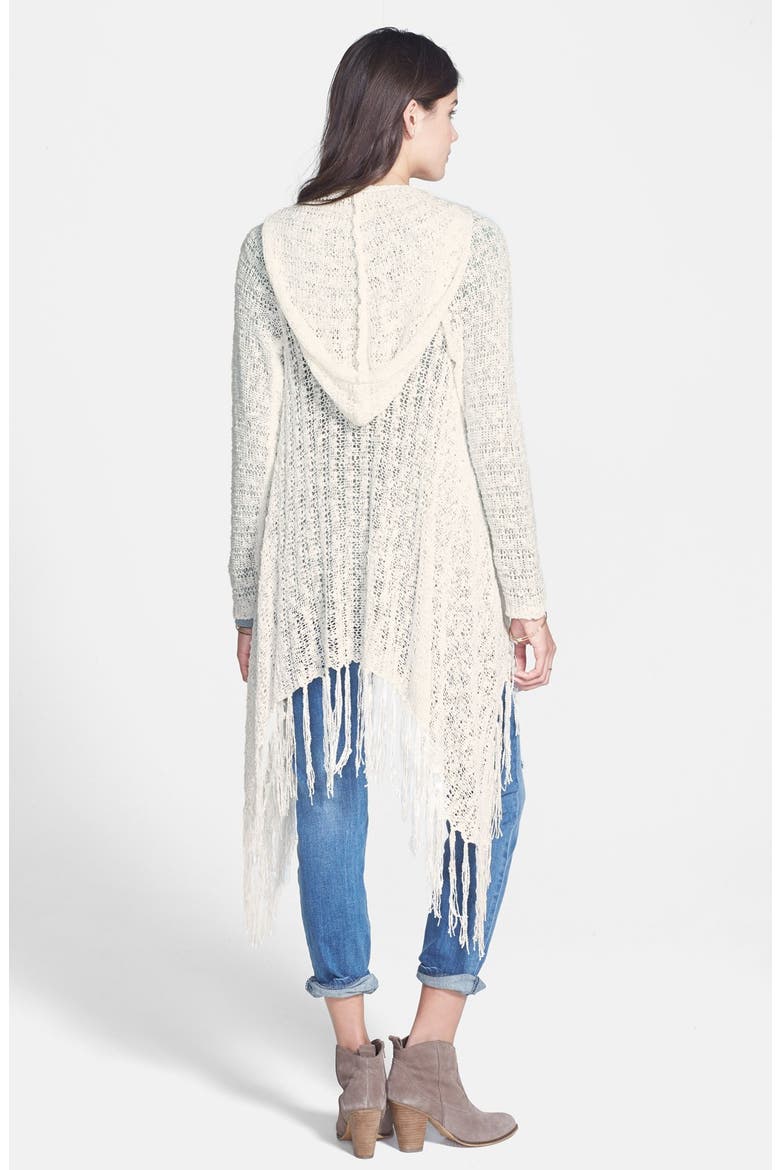 Fringe Hooded Cardigan, Alternate, color, IVORY