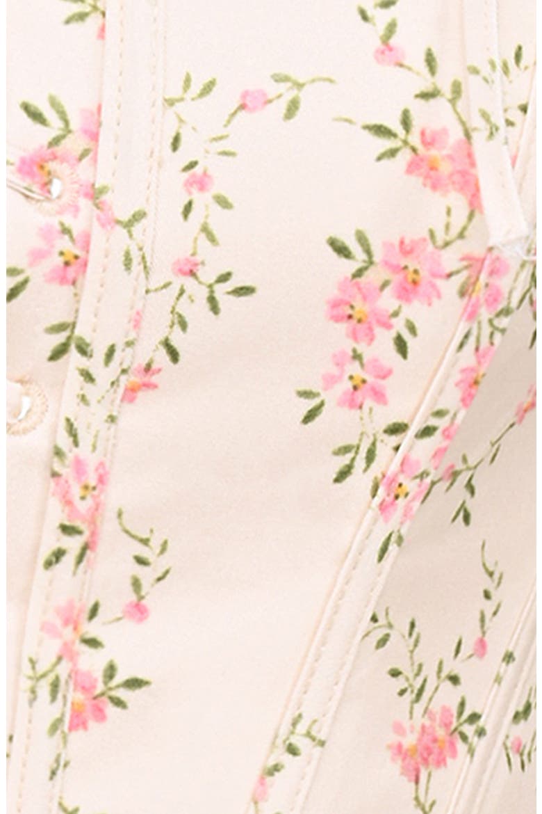 Leila Lace-Up Front Corset Top, Alternate, color, VINTAGE FLORAL SPIRAL CREAM