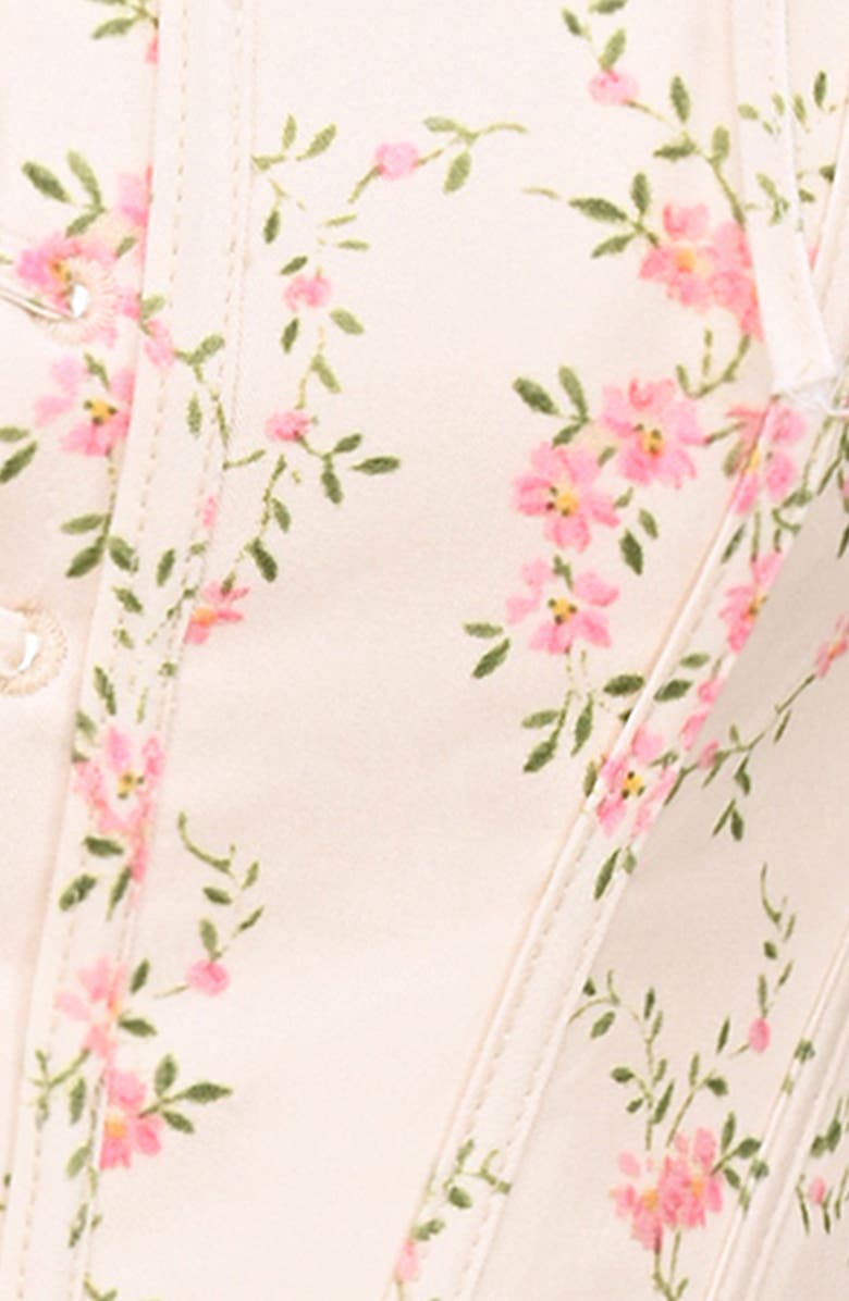HOUSE OF CB Leila Lace-Up Front Corset Top, Alternate, color, Vintage Floral Spiral Cream