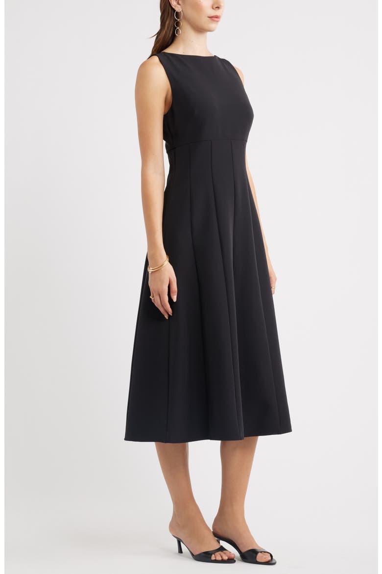 Bateau Neck Midi Dress, Alternate, color, BLACK