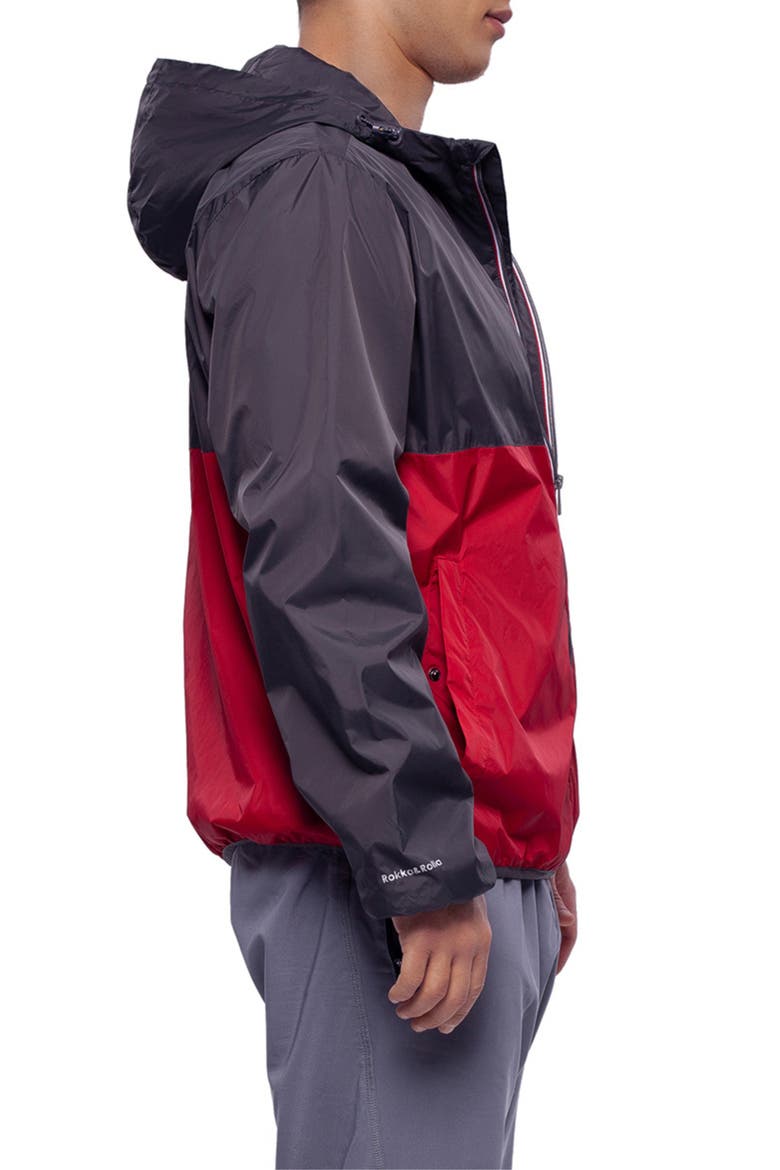Packable Mesh lined Windbreaker, Alternate, color, Gray Red