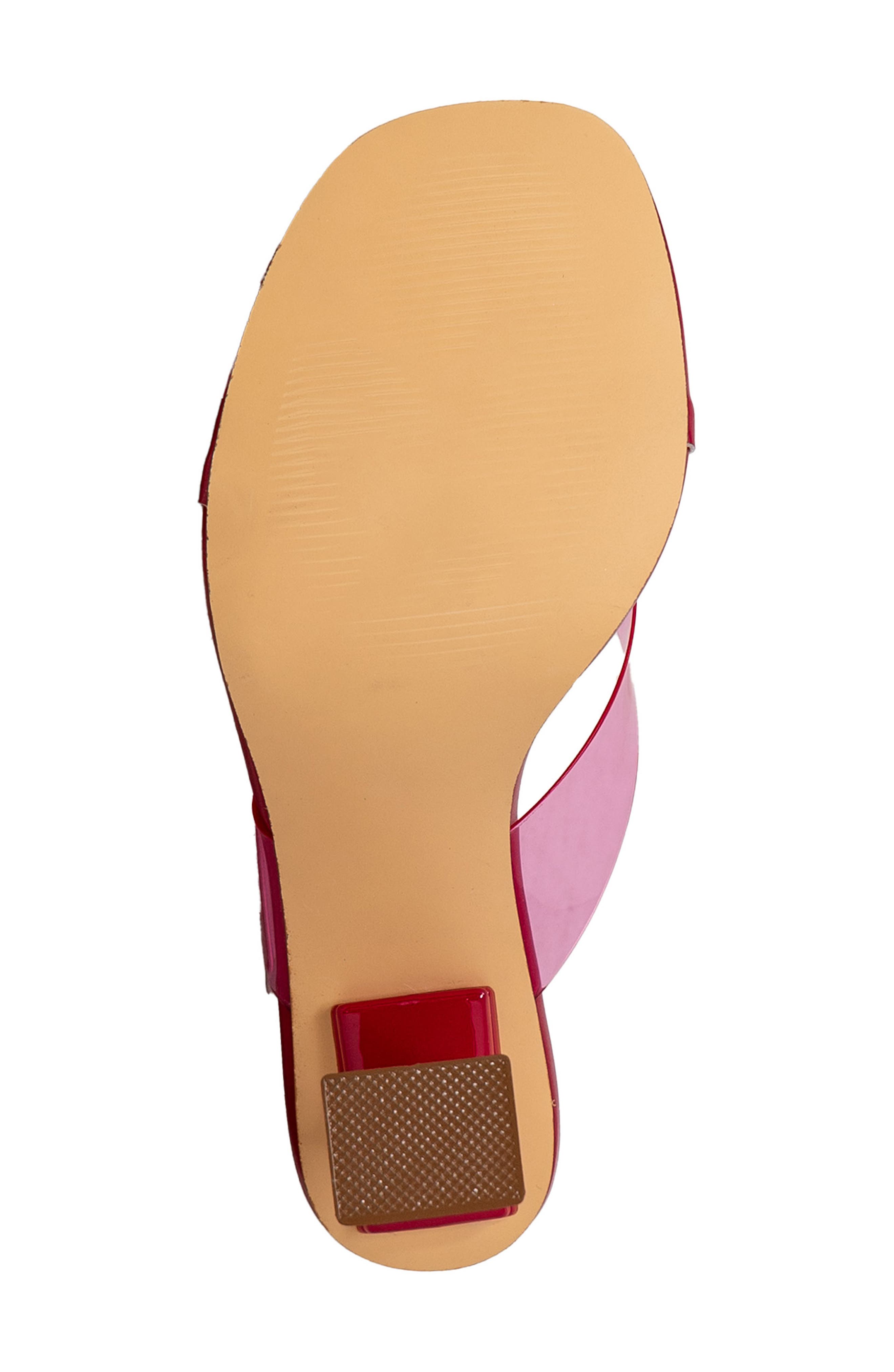 Translucent Strap Block Heel Sandal, Alternate, color, FUCHSIA