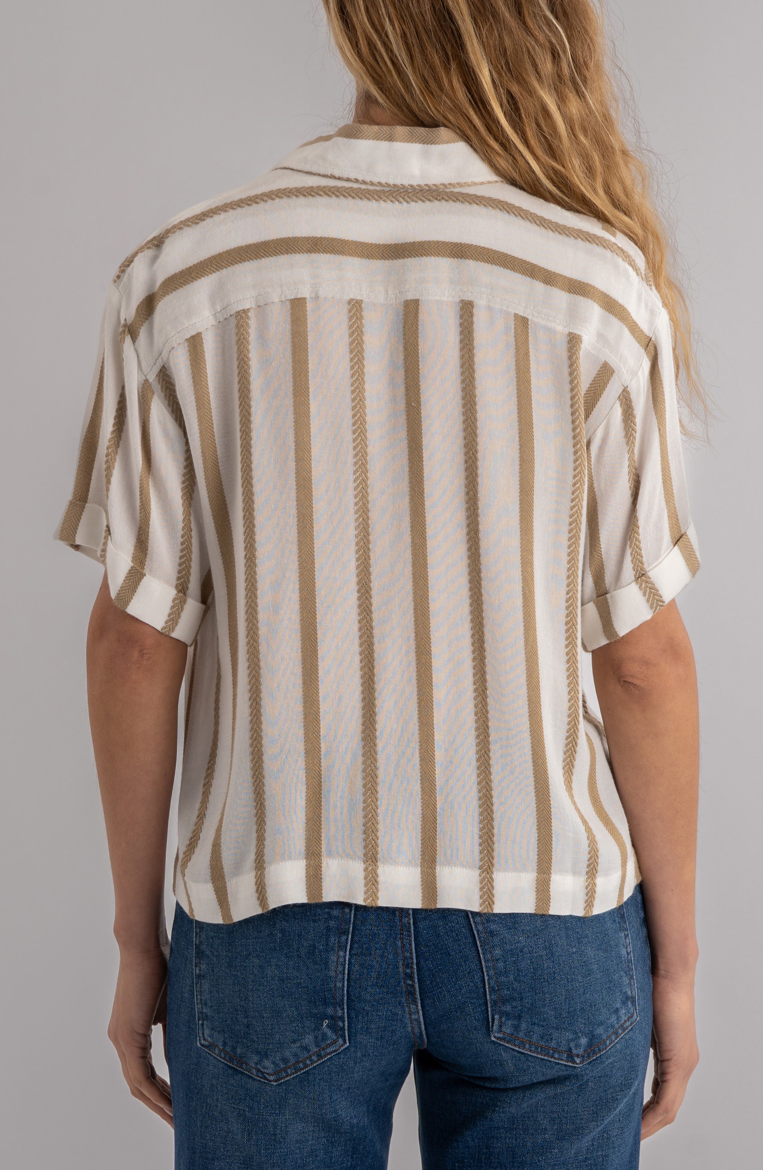 Aida Stripe Cotton Button-Up Top - image 2