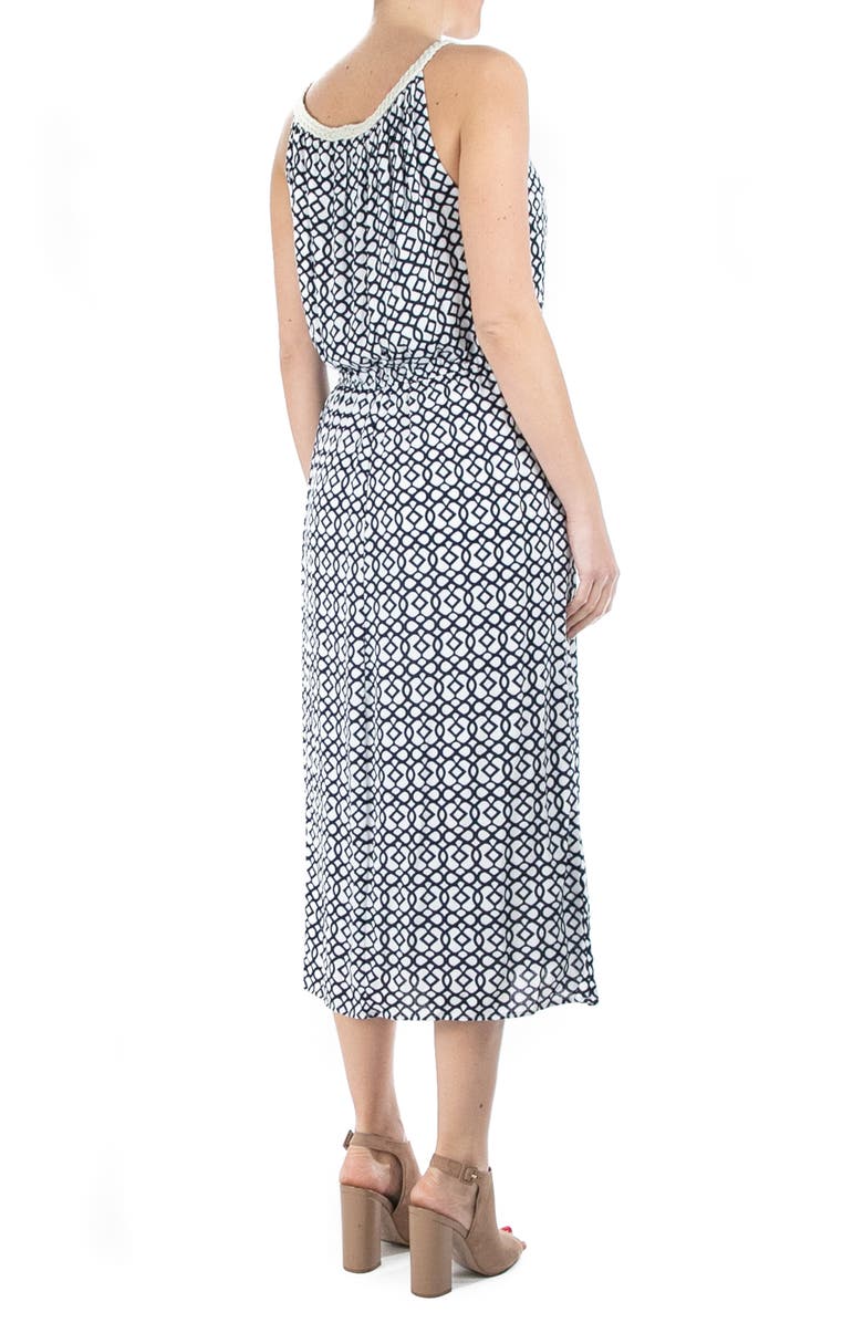 Nina Leonard Braid Neck Printed Maxi Dress, Alternate, color, 