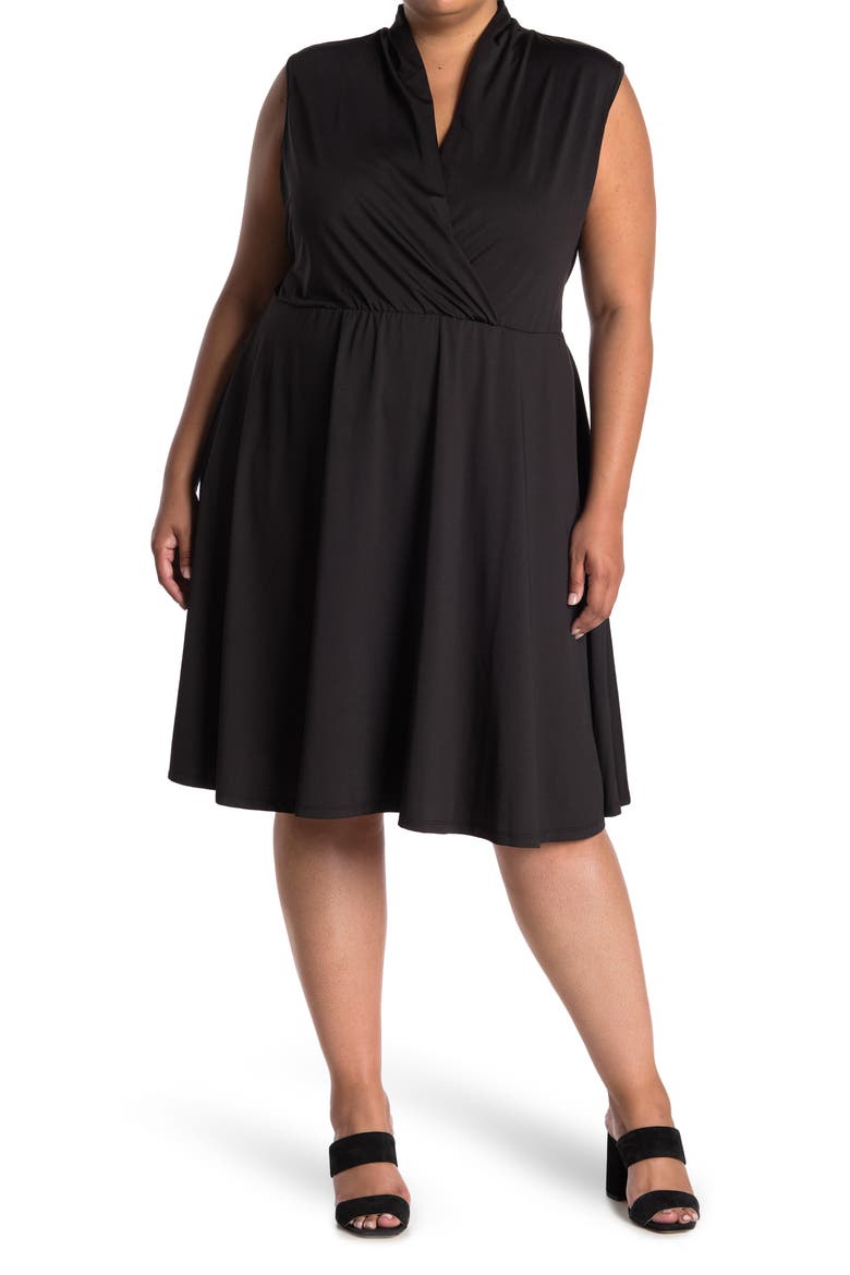 Prescott Fit & Flare Belted Knee Length Dress, Main, color, BLACK