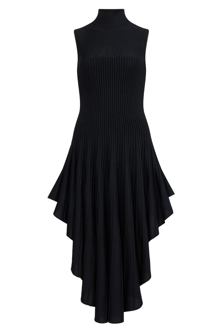Triangle Mock Neck 3D Sculpting Knit Dress, Main, color, NOIR ALAIA