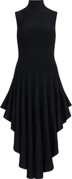 Alaïa Triangle Mock Neck 3D Sculpting Knit Dress