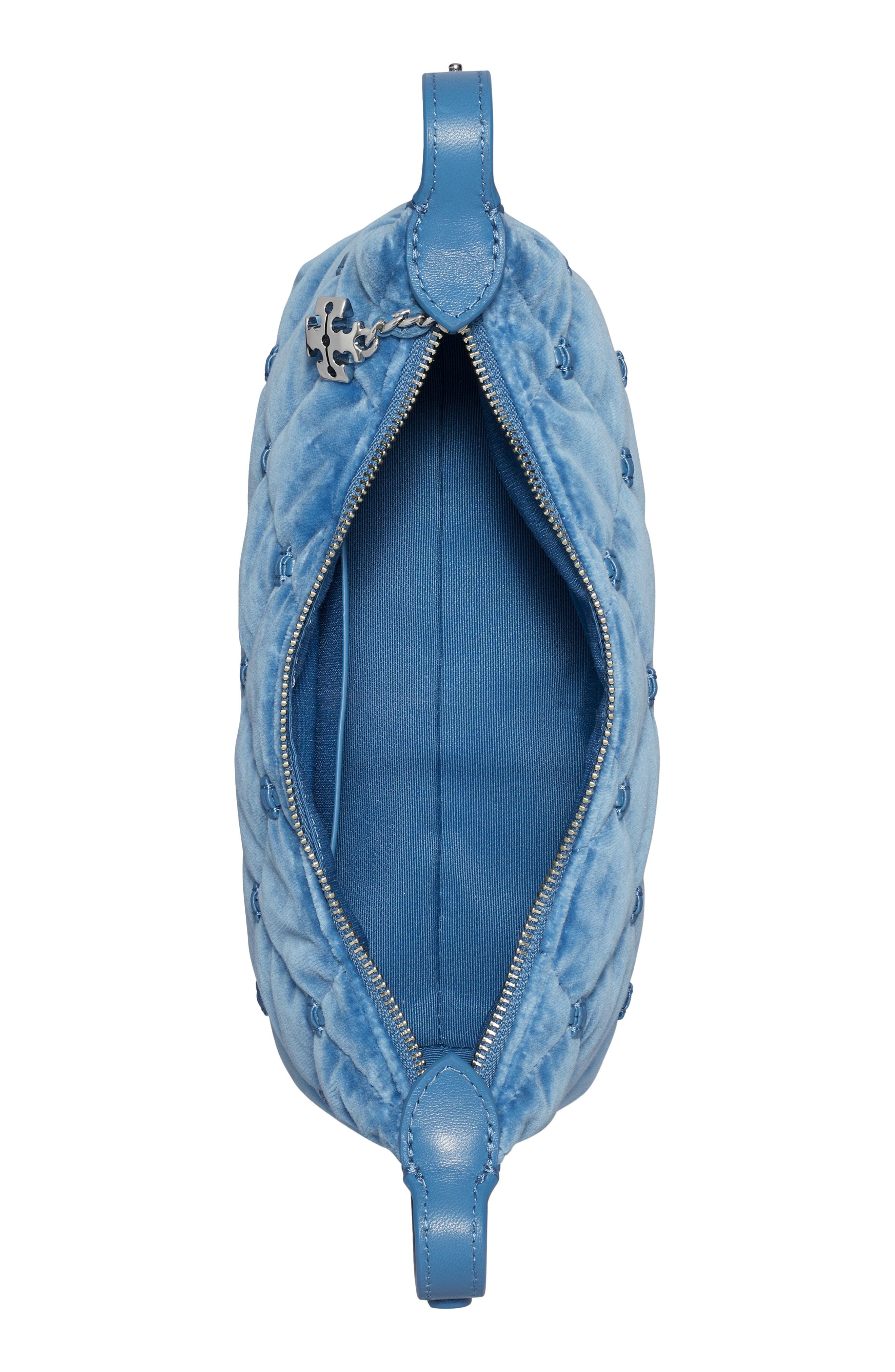 Bunny Knot Velvet Pochette, Alternate, color, ELECTRIC BLUE
