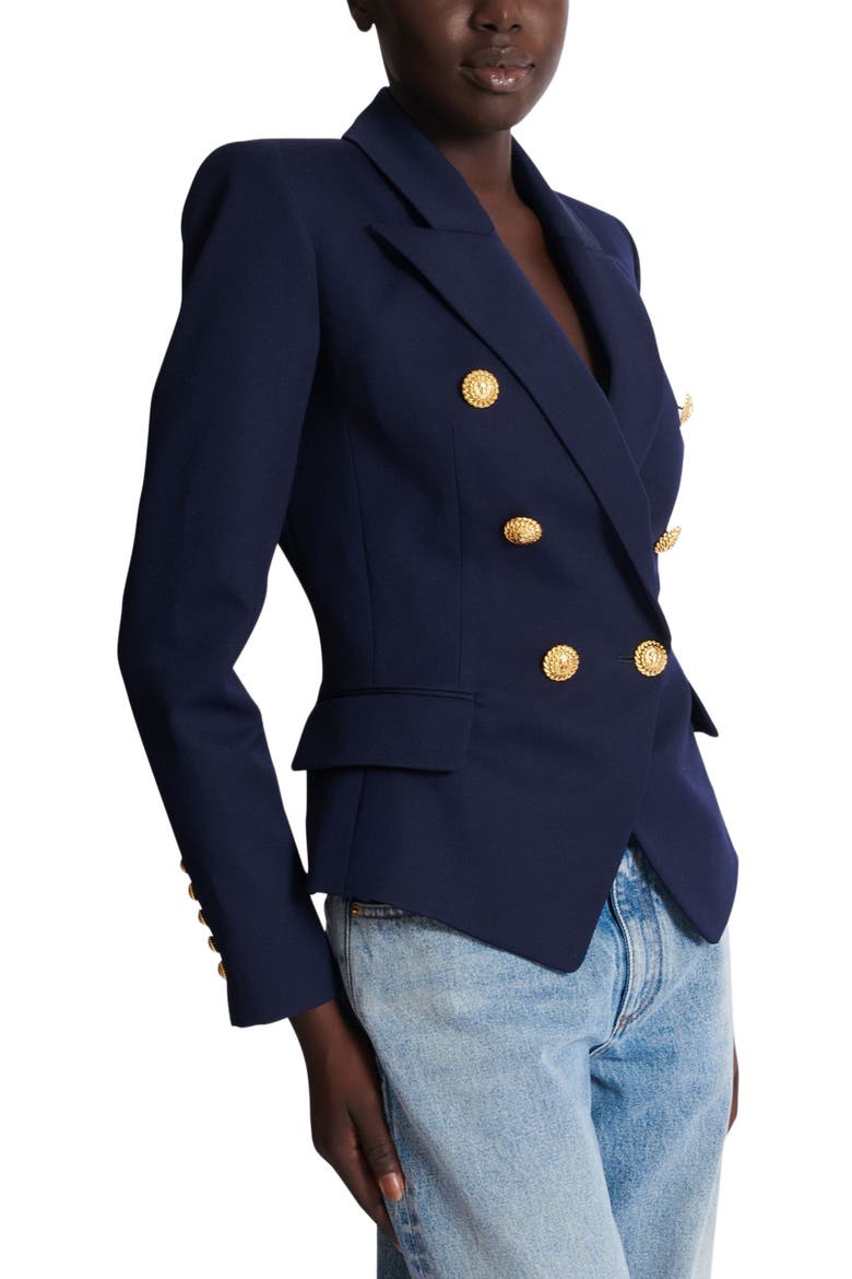 Fitted Wool 6-Button Jacket, Alternate, color, Navy