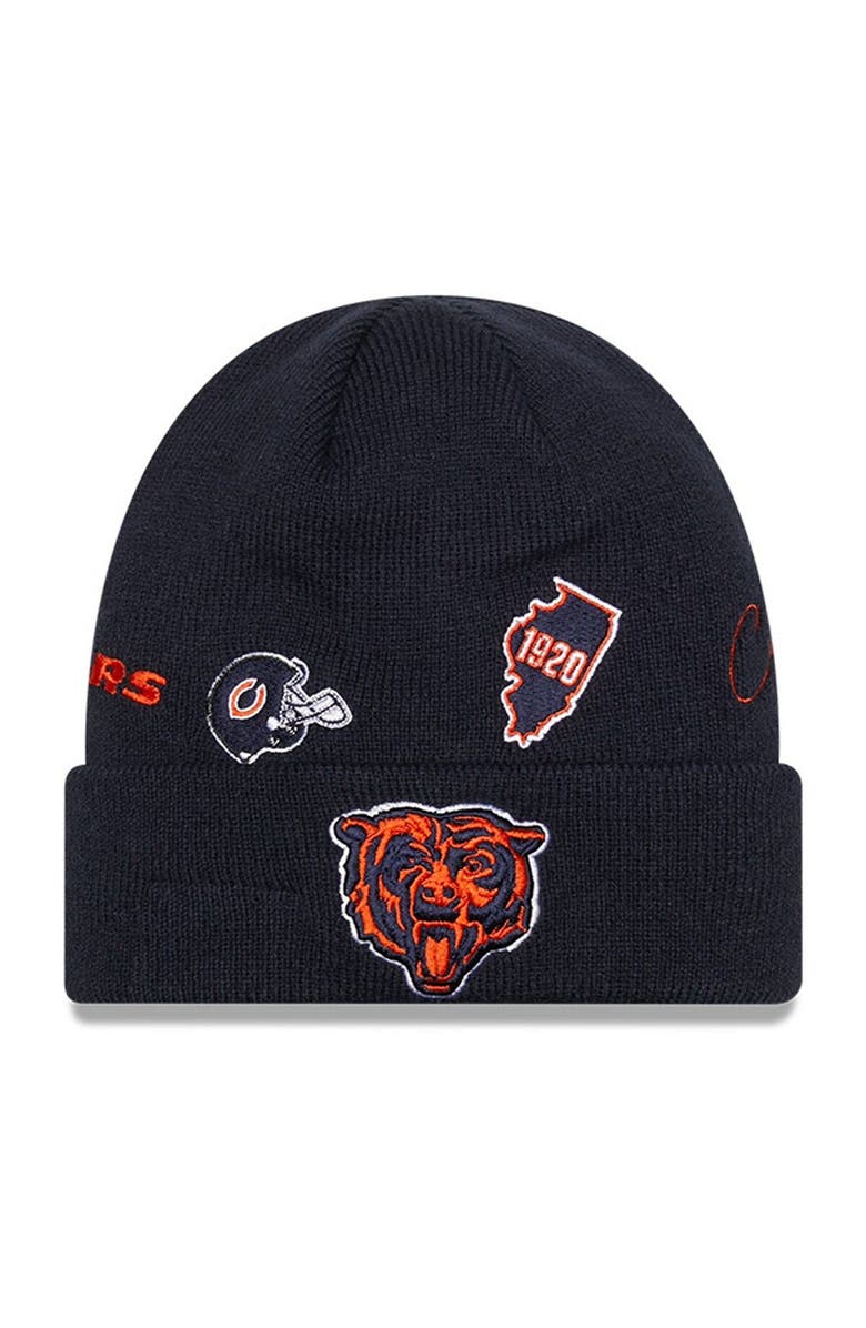 New Era Youth New Era  Navy Chicago Bears Identity Cuffed Knit Hat, Main, color, 