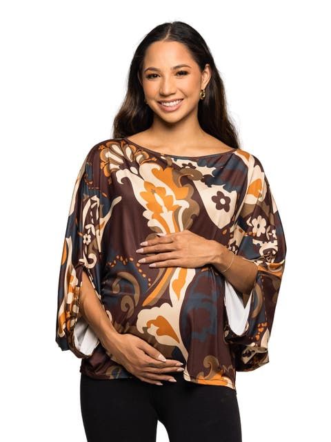 Maternity Essential Paisley Print Dolman Sleeve Top