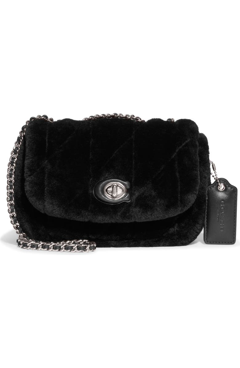 COACH Madison Quilted Genuine Shearling Shoulder Bag, Main, color,