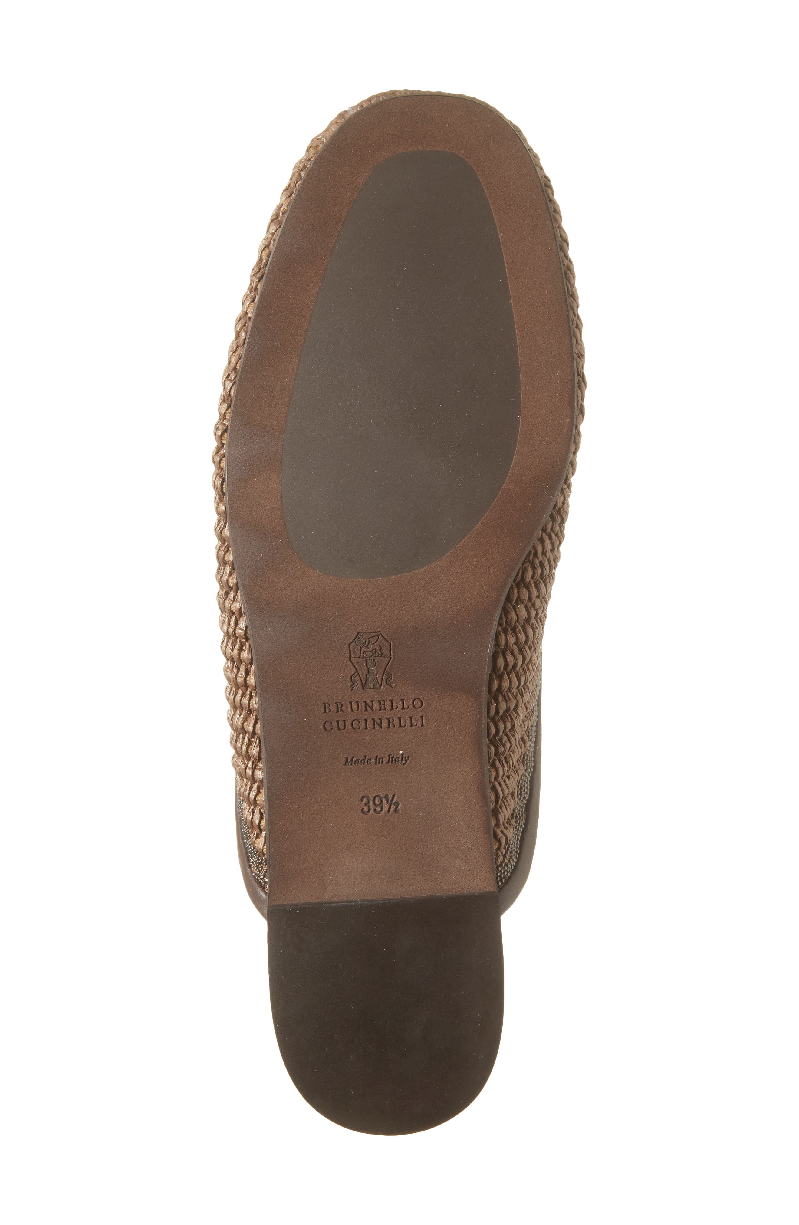 Brunello Cucinelli Monili Trim Raffia Mule, Alternate, color, C193 Dark Beige