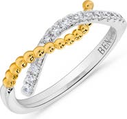 H.J. Namdar 14K Gold Diamond Beaded Twisted Band Ring