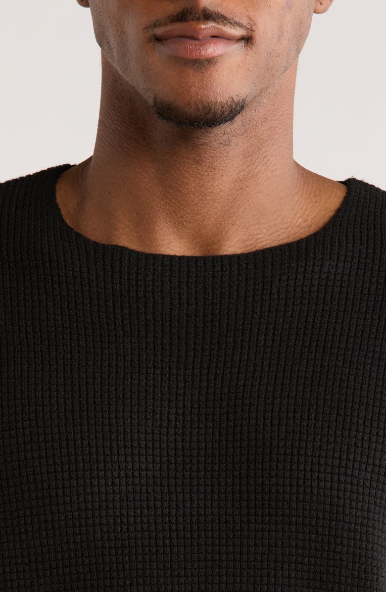 Fear of God Essentials Signature Waffle '90s Crewneck Sweatshirt, Alternate, color, Vintage Black