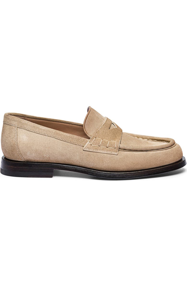 Santoni Women's Suede Penny Loafer, Alternate, color, Natural