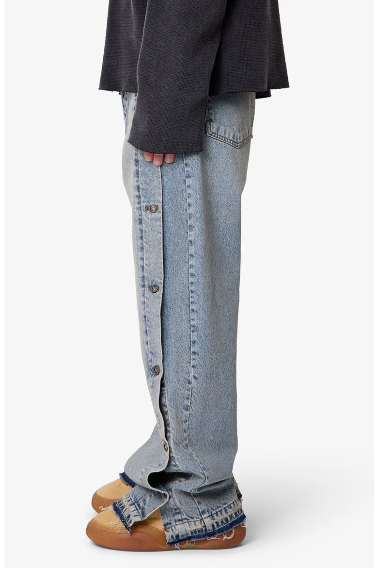 Offset Button Baggy Jeans, Alternate, color, MEDIUM BLUE