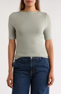 NORDSTROM RACK Boat Neck Ribbed T-Shirt