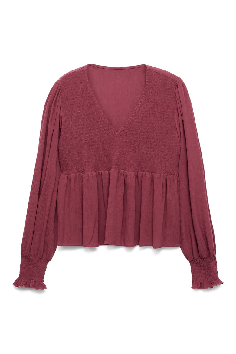 Smocked Flowy Top, Alternate, color, MAROON