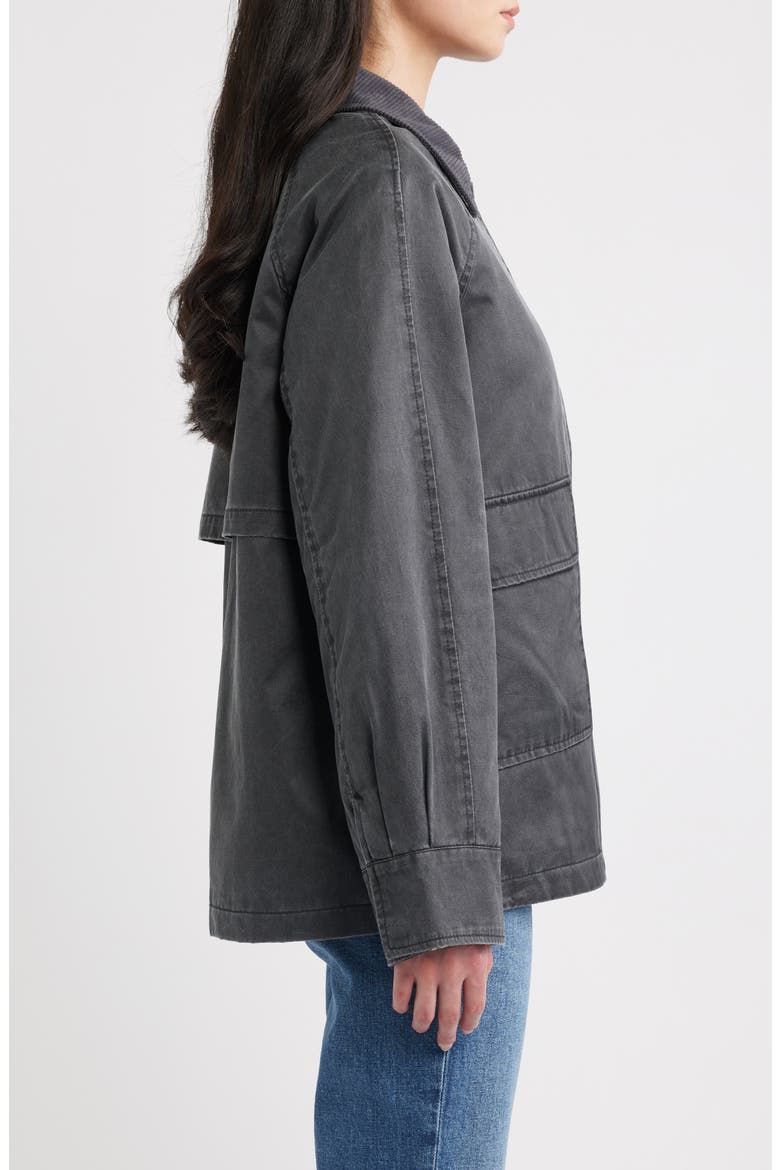 Corduroy Collar Cotton Barn Jacket, Alternate, color, GUNMETAL