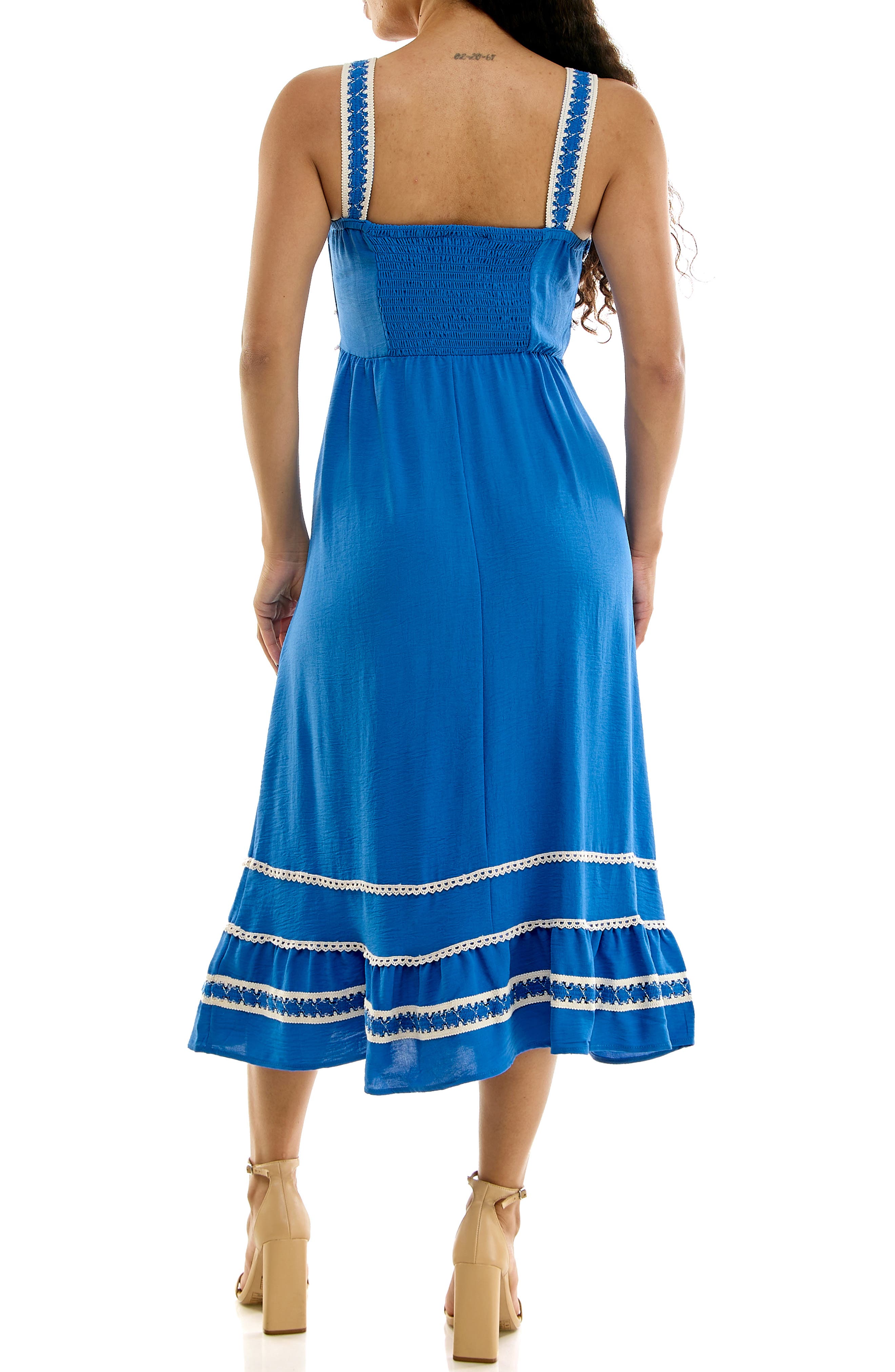Nina Leonard Lace Trim Fit & Flare Midi Dress (Women) | Nordstromrack