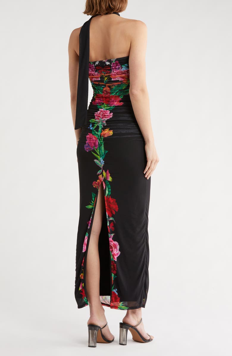 AFRM Ira Strapless Ruched Mesh Maxi Dress, Alternate, color, Body Floral