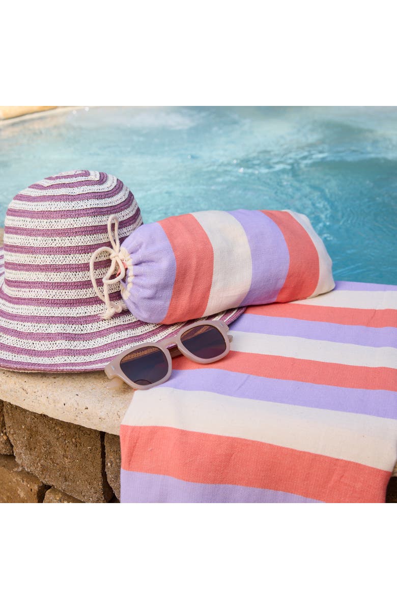 Feelgoodz Shoreline XL Turkish Cotton Towel with Matching Pouch, Alternate, color, Lakeshore