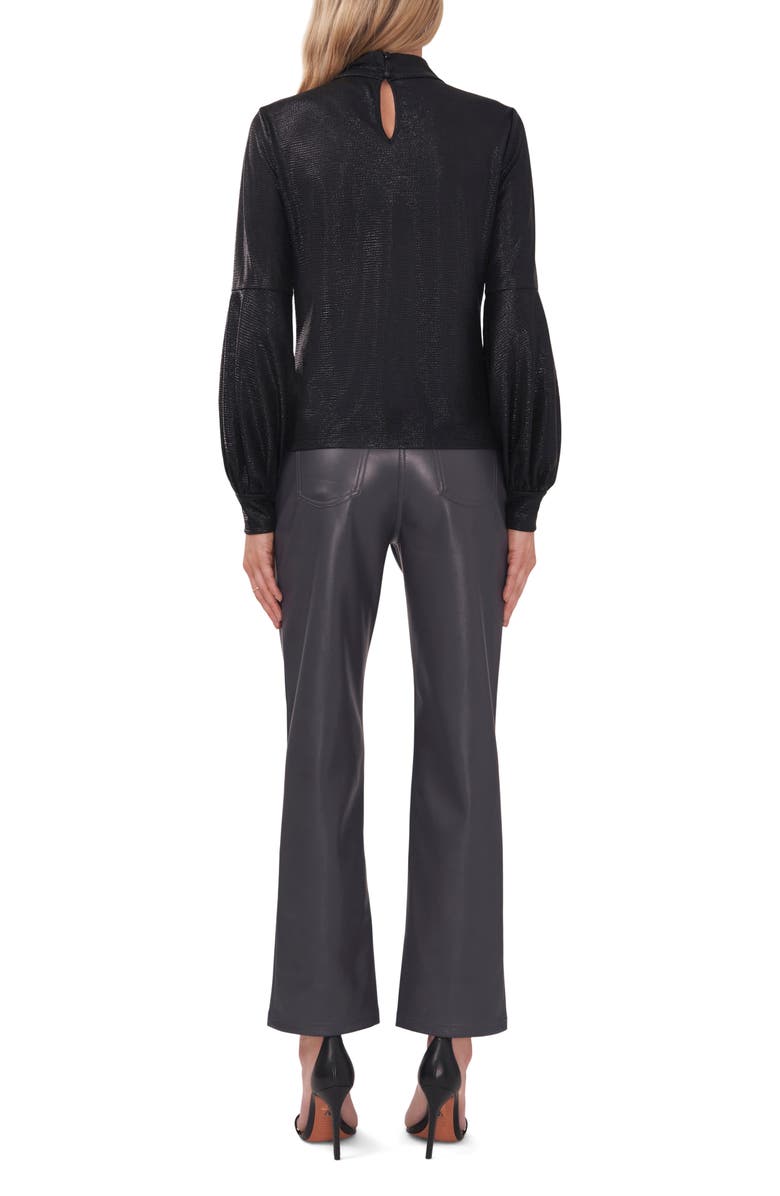 Halogen<sup>®</sup> Metallic Mock Neck Cutout Top, Alternate, color, Rich Black