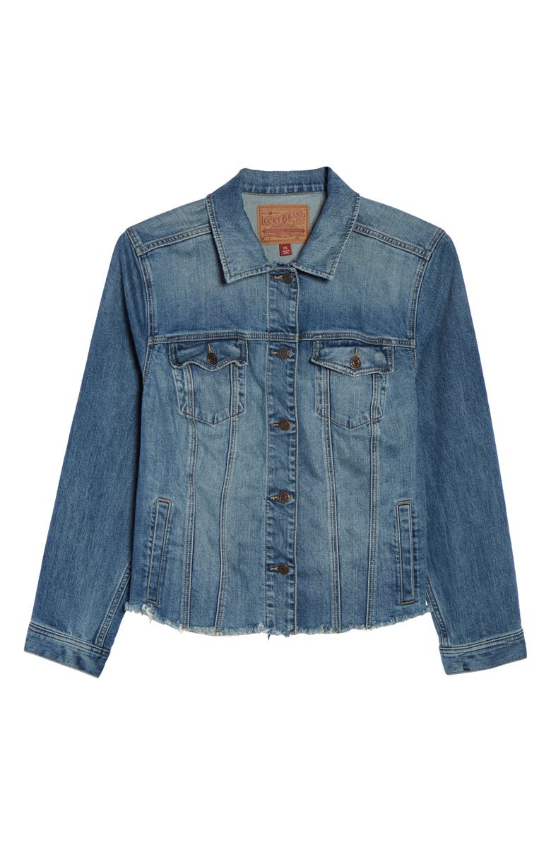 Lucky Brand Frayed Hem Denim Jacket, Alternate, color,