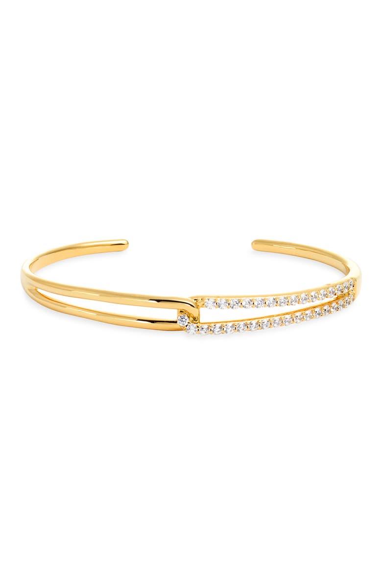 Pavé Cubic Zirconia Cuff Bracelet, Main, color, CLEAR- GOLD