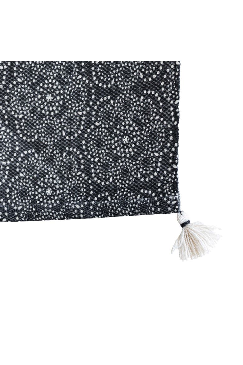 2'x3' Boho Black Abstract Floral Geometric Tassel Rug, Alternate, color, Black