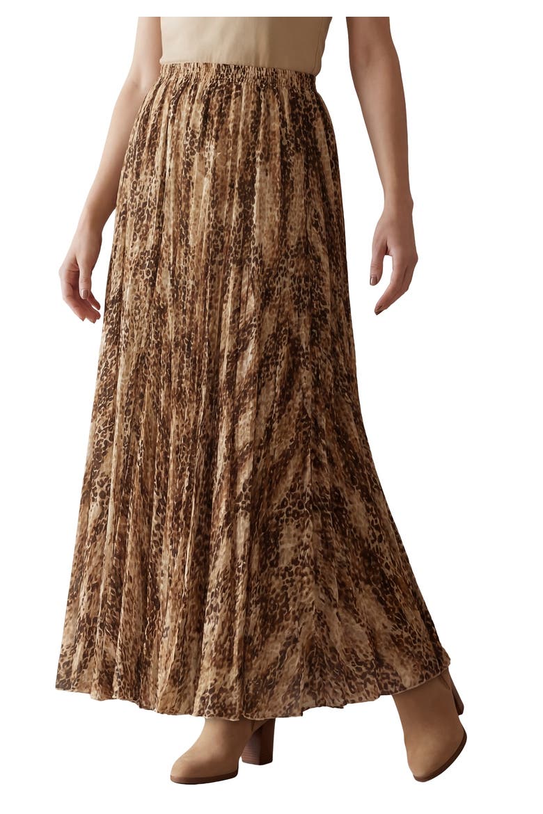 Flowing Crinkled Maxi Skirt, Main, color, BROWN SHADOW CHEETAH