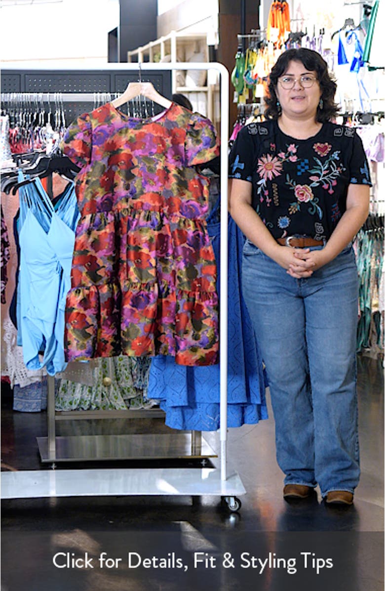 Puff Sleeve Floral Jacquard Minidress, sales video thumbnail