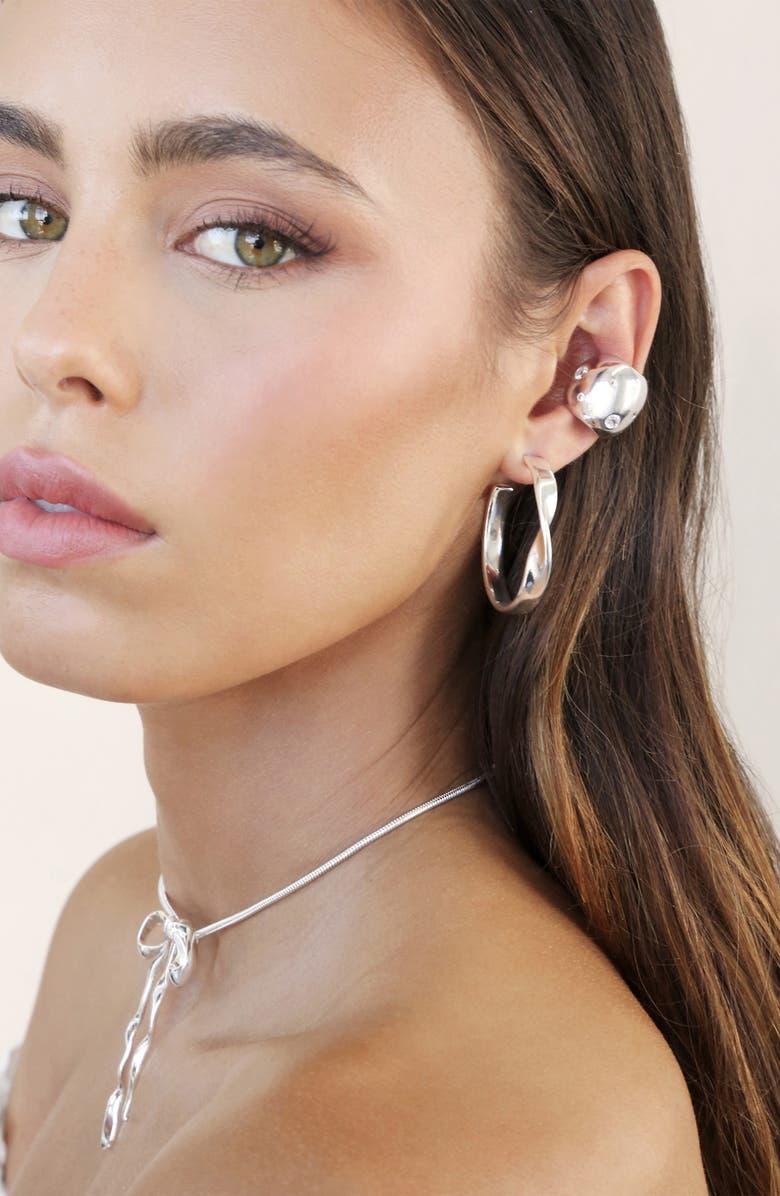 Ettika Heirloom Medium Hoop Earrings, Alternate, color, Silver