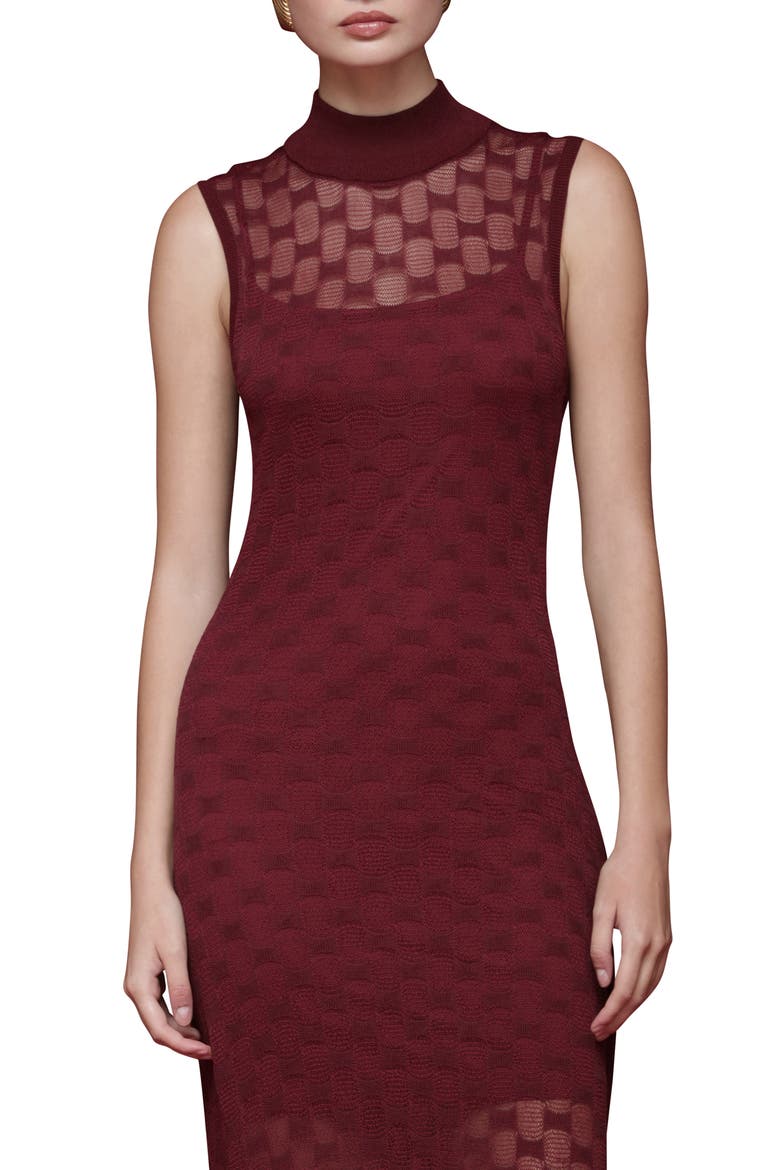 Mock Neck Midi Sweater Dress, Alternate, color, BURGUNDY