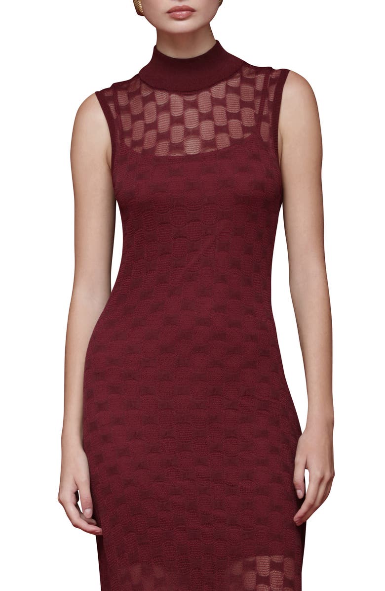 Avec Les Filles Mock Neck Midi Sweater Dress, Alternate, color, Burgundy