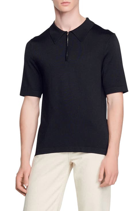 Knitted polo with zip collar