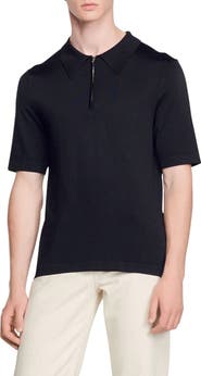 SANDRO Knitted polo with zip collar