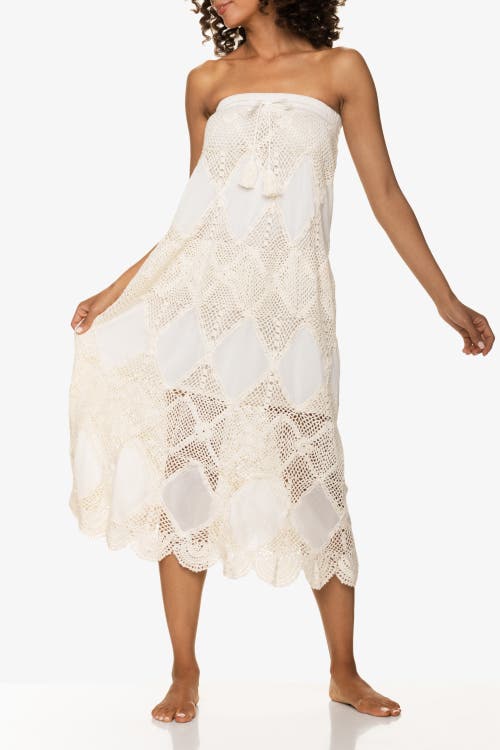 Helen Jon Scallop Crochet Maxi Skirt/bandeau Dress In Ivory